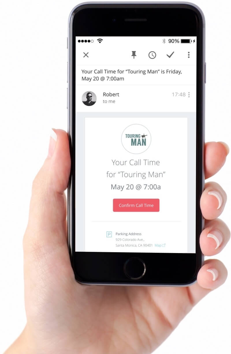 StudioBinder预生产软件-呼叫表模板移动确认